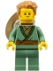 Minifig No: njo0991  Name: Fisherman - Sand Green Tunic, Medium Nougat Hair, Conical Hat on Back