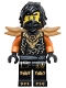 Minifig No: njo1038  Name: Cole - Dragons Rising, Tunic with Dragon Head, Hair, Wide Pearl Gold Shoulder Armor