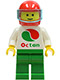 Minifig No: oct003  Name: Octan - White Logo, Green Legs, Red Helmet, Trans-Light Blue Visor