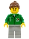 Minifig No: oct008  Name: Octan - Green Jacket with Pen, Light Gray Legs, Brown Ponytail Hair