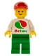 Minifig No: oct012new  Name: Octan - White Logo, Green Legs, Red Cap Short Bill (Reissue)
