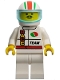 Minifig No: oct045  Name: Octan - Race Team, White Legs, White Red/Green Striped Helmet, Trans-Light Blue Visor