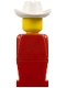 Minifig No: old003  Name: LEGOLAND - Red Torso, Red Legs, White Cowboy Hat