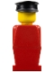 Minifig No: old012  Name: LEGOLAND - Red Torso, Red Legs, Black Hat