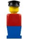 Minifig No: old014  Name: LEGOLAND - Red Torso, Blue Legs, Black Hat