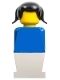 Minifig No: old020  Name: Legoland - Blue Torso, White Legs, Black Pigtails Hair