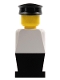 Minifig No: old024  Name: Legoland - White Torso, Black Legs, Black Hat