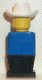 Minifig No: old029  Name: Legoland - Blue Torso, Black Legs, White Cowboy Hat