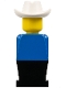 Minifig No: old029  Name: LEGOLAND - Blue Torso, Black Legs, White Cowboy Hat