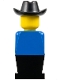 Minifig No: old030  Name: LEGOLAND - Blue Torso, Black Legs, Black Cowboy Hat