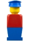 Minifig No: old033  Name: LEGOLAND - Red Torso, Blue Legs, Blue Hat