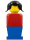 Minifig No: old034  Name: LEGOLAND - Red Torso, Blue Legs, Black Pigtails Hair
