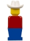 Lot ID: 345385494  Minifig No: old043  Name: Legoland - Red Torso, Blue Legs, White Cowboy Hat