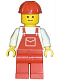 Minifig No: ovr005  Name: Overalls Red with Pocket, Red Legs, Red Construction Helmet