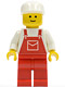 Minifig No: ovr006  Name: Overalls Red with Pocket, Red Legs, White Cap