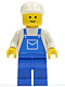 Minifig No: ovr011  Name: Overalls Blue with Pocket, Blue Legs, White Cap