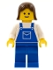 Minifig No: ovr018  Name: Overalls Blue with Pocket, Blue Legs, Brown Female Hair