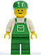 Minifig No: ovr019  Name: Overalls Green with Pocket, Green Legs, Green Cap, Standard Grin