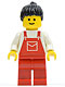 Minifig No: ovr026  Name: Overalls Red with Pocket, Red Legs, Black Ponytail Hair