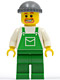 Minifig No: ovr027  Name: Overalls Green with Pocket, Green Legs, Dark Bluish Gray Knit Cap, Beard