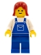 Minifig No: ovr029  Name: Overalls Blue with Pocket, Blue Legs, Red Female Hair