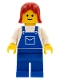 Lot ID: 325778782  Minifig No: ovr029  Name: Overalls Blue with Pocket, Blue Legs, Red Female Hair