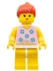 Minifig No: par006  Name: Blue Flowers - Yellow Legs, Red Ponytail Hair
