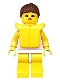 Minifig No: par010  Name: Red Dots on Pink Shirt - Yellow Legs, Brown Ponytail Hair, Life Jacket