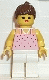 Minifig No: par016 Name: Red Dots on Pink Shirt - White Legs, Brown Ponytail Hair Minifig No: par016 Name: Red Dots on Pink Shirt - White Legs, Brown Ponytail Hair