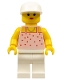 Minifig No: par018  Name: Red Dots on Pink Shirt - White Legs, White Cap