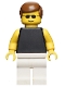 Minifig No: par035  Name: Plain Black Torso with Yellow Arms, White Legs, Sunglasses, Brown Male Hair