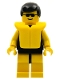 Minifig No: par036  Name: Plain Black Torso with Yellow Arms, Yellow Legs, Sunglasses, Black Male Hair, Life Jacket