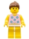 Minifig No: par054  Name: Blue Flowers - Yellow Legs, Brown Ponytail Hair