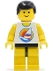 Minifig No: par058a  Name: Surfboard on Ocean - Yellow Legs, Black Male Hair, Reissue Torso
