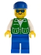 Minifig No: pck003  Name: Jacket Green with 2 Large Pockets - Blue Legs, Blue Cap, Stubble