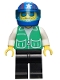 Minifig No: pck005  Name: Jacket Green with 2 Large Pockets - Black Legs, Blue Helmet 4 Stars & Stripes, Trans-Light Blue Visor