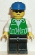 Minifig No: pck011 Name: Jacket Green with 2 Large Pockets - Black Legs, Blue Cap Minifig No: pck011 Name: Jacket Green with 2 Large Pockets - Black Legs, Blue Cap