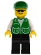 Minifig No: pck022  Name: Jacket Green with 2 Large Pockets - Black Legs, Green Cap