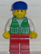 Minifig No: pck024 Name: Jacket Green with 2 Large Pockets - Red Legs, Blue Cap Minifig No: pck024 Name: Jacket Green with 2 Large Pockets - Red Legs, Blue Cap