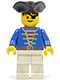 Minifig No: pi006  Name: Pirate Blue Jacket White Legs, Black Pirate Triangle Hat