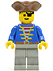 Minifig No: pi008  Name: Pirate Blue Jacket, Light Gray Legs, Brown Pirate Triangle Hat