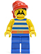 Minifig No: pi021  Name: Pirate Blue / White Stripes Shirt, Blue Legs, Red Bandana