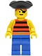 Lot ID: 285241949  Minifig No: pi026  Name: Pirate Red / Black Stripes Shirt, Blue Legs, Black Pirate Triangle Hat