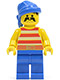 Minifig No: pi040  Name: Pirate Red / White Stripes Shirt, Blue Legs, Blue Bandana