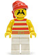 Minifig No: pi045  Name: Pirate Red / White Stripes Shirt, White Legs, Red Bandana