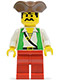 Minifig No: pi049  Name: Pirate Green Vest, Red Legs, Brown Pirate Triangle Hat