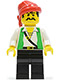 Minifig No: pi051  Name: Pirate Green Vest, Black Legs, Red Bandana