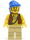 Minifig No: pi093  Name: Pirate Vest and Anchor Tattoo, Tan Legs, Blue Bandana, Brown Moustache