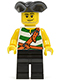 Minifig No: pi106  Name: Pirate Green / White Stripes, Black Legs, Tricorne Hat