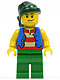 Minifig No: pi108  Name: Pirate Blue Vest, Green Legs, Dark Green Bandana, Smirk and Stubble Beard